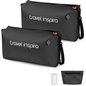 imageVacuum Compression Bags IP67 Waterproof with Shoulder Strap Reusable Travel Space Saver for Carry On Suitcases and BackpackBlack2PCWith Pump