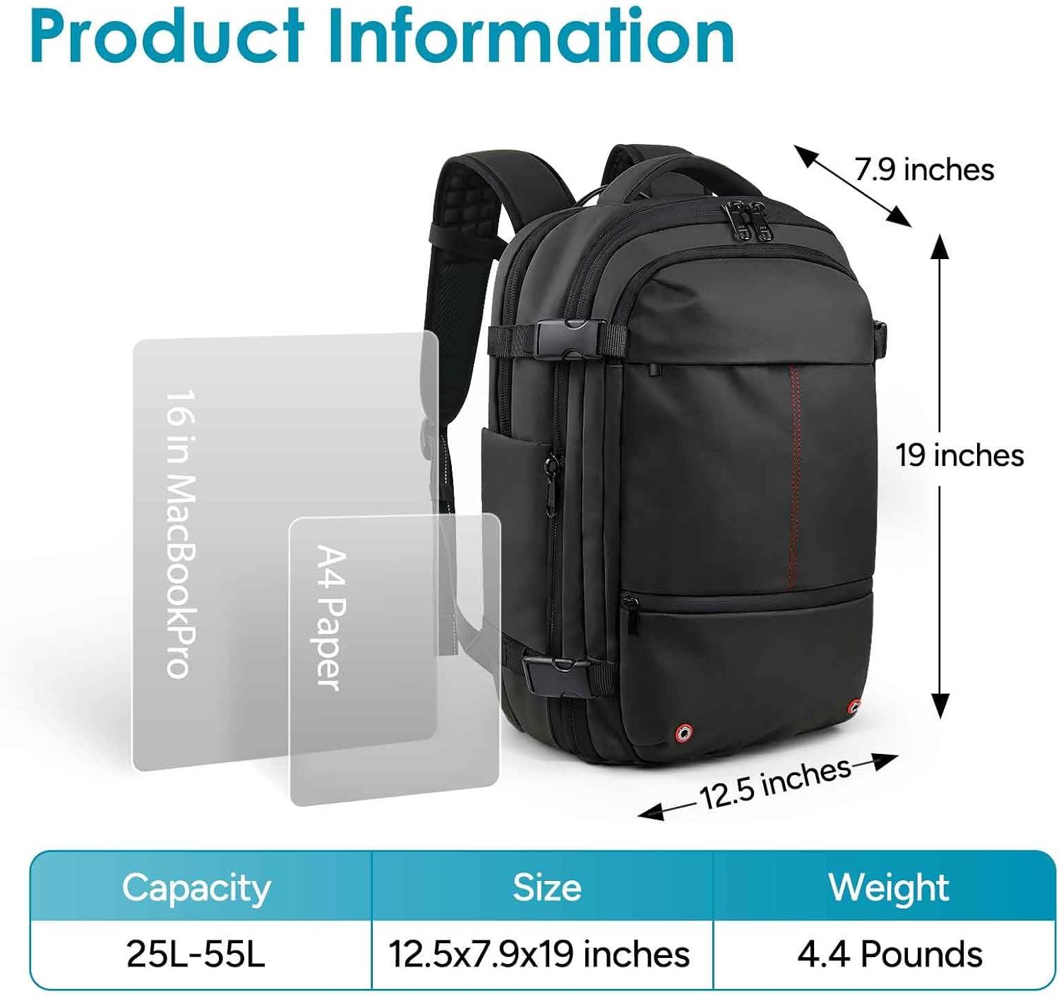 imagetravel inspira Backpack for Travel 60L Expandable Vacuum Backpack with Electric Vacuum Pump WaterResistant ampamp TSA AntiTheft for Airplane Vacuum Seal Compression AirSeal Bag for Travel