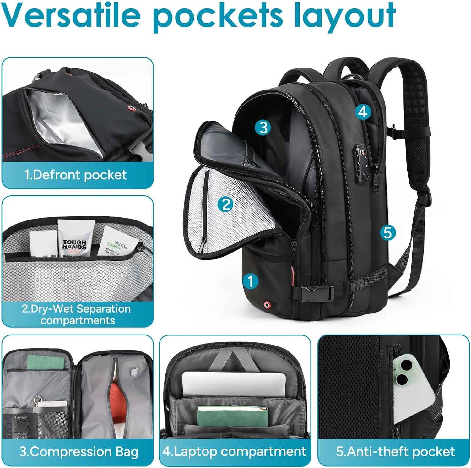 imagetravel inspira Backpack for Travel 60L Expandable Vacuum Backpack with Electric Vacuum Pump WaterResistant ampamp TSA AntiTheft for Airplane Vacuum Seal Compression AirSeal Bag for Travel