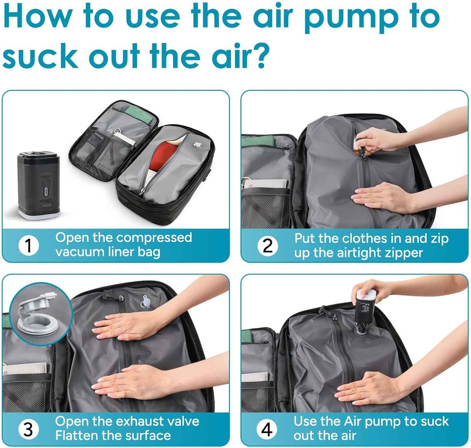 imagetravel inspira Backpack for Travel 60L Expandable Vacuum Backpack with Electric Vacuum Pump WaterResistant ampamp TSA AntiTheft for Airplane Vacuum Seal Compression AirSeal Bag for Travel