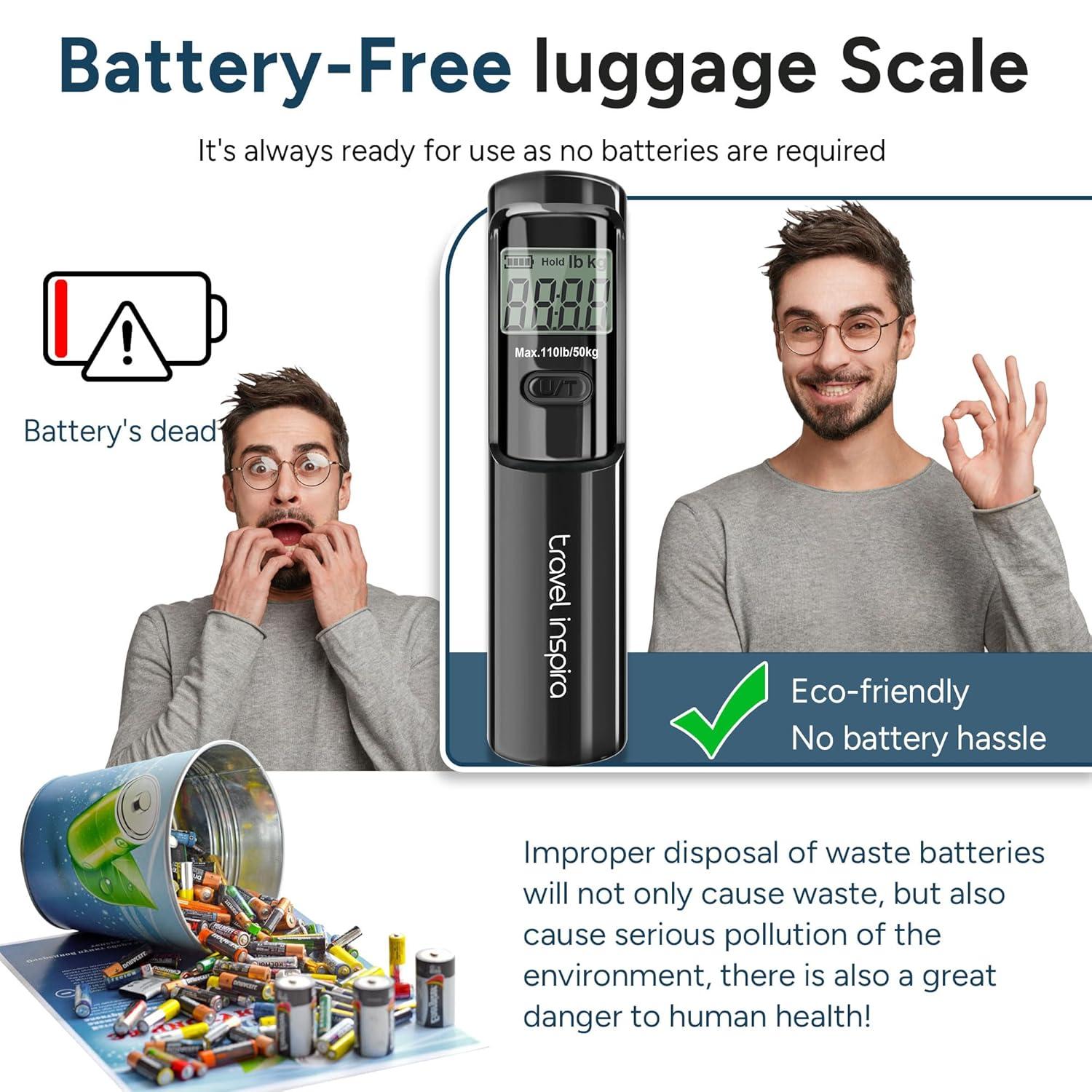 imagetravel inspira Luggage Scale BatteryFree Travel Essentials Portable Handheld Digital Suitcase Weight Scale for for Travel Accessories 110lbs50kg Dark BlueBlack