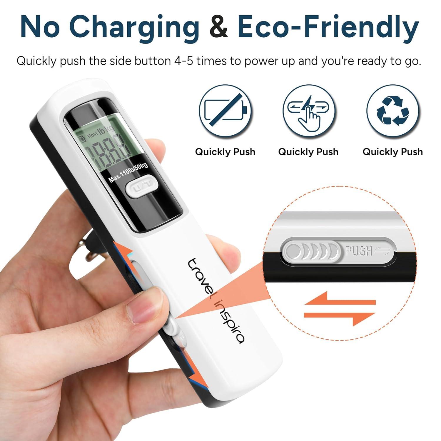 imagetravel inspira Luggage Scale BatteryFree Travel Essentials Portable Handheld Digital Suitcase Weight Scale for for Travel Accessories 110lbs50kg Dark BlueWhite