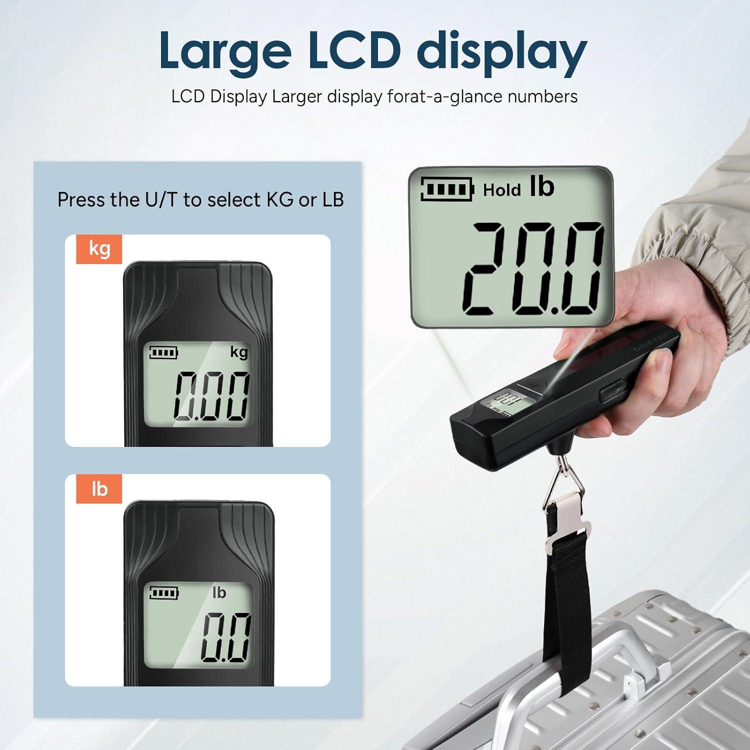 imagetravel inspira Luggage Scale BatteryFree Travel Essentials Portable Handheld Digital Suitcase Weight Scale for for Travel Accessories 110lbs50kg Dark BlueBlackLarge Handle