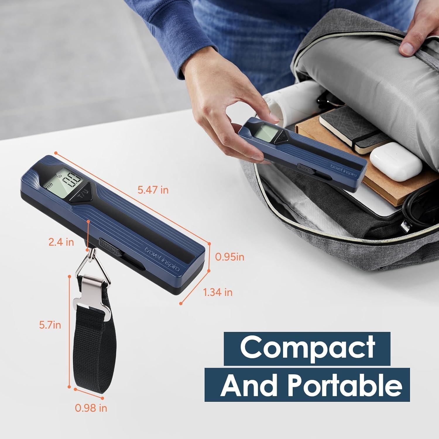 imagetravel inspira Luggage Scale BatteryFree Travel Essentials Portable Handheld Digital Suitcase Weight Scale for for Travel Accessories 110lbs50kg Dark BlueBlueLarge Handle