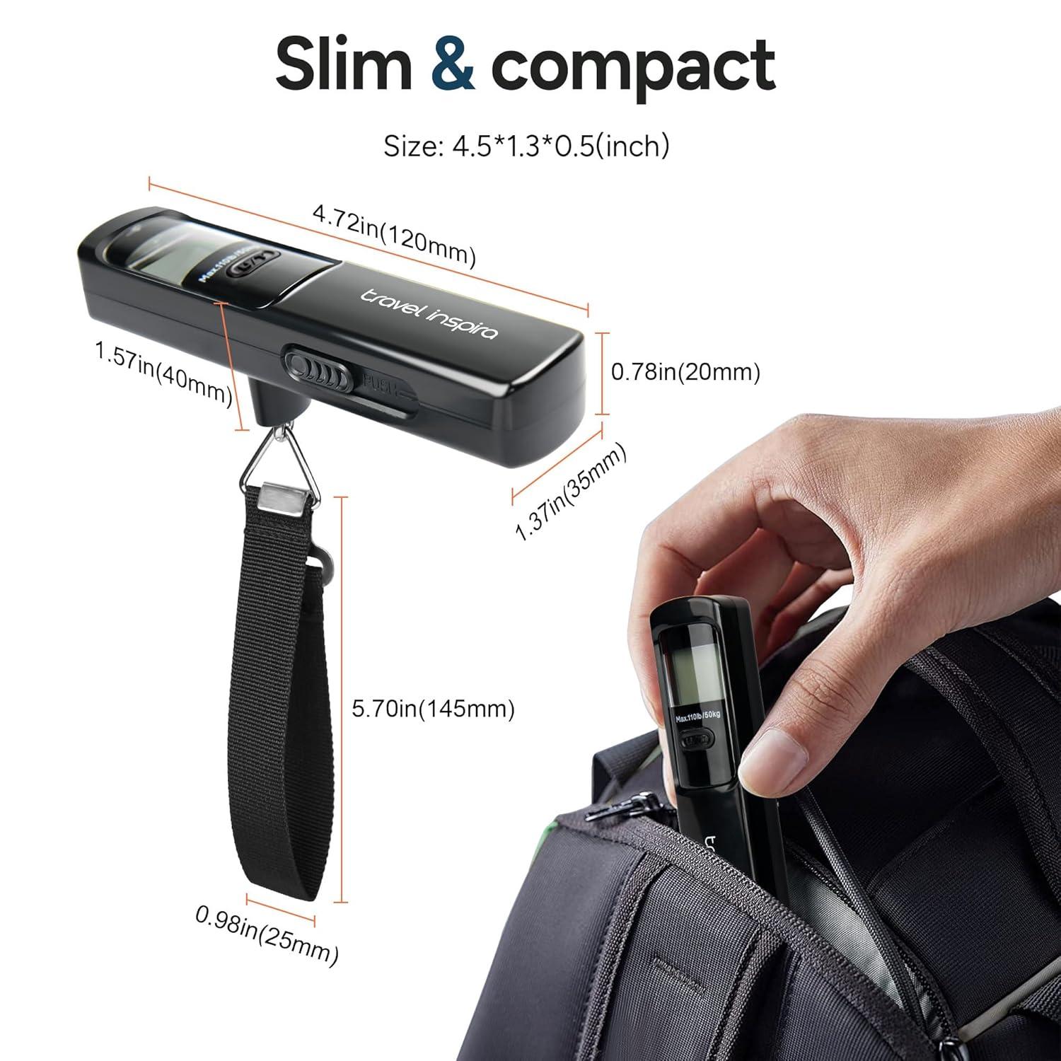 imagetravel inspira Luggage Scale BatteryFree Travel Essentials Portable Handheld Digital Suitcase Weight Scale for for Travel Accessories 110lbs50kg Dark BlueBlack