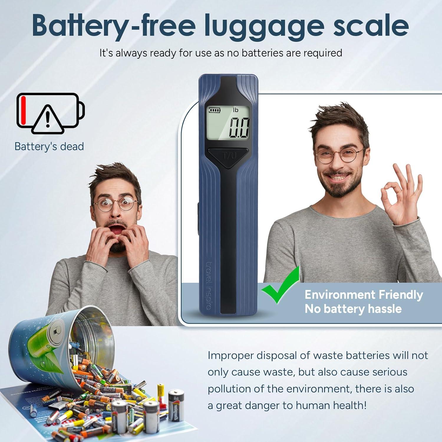 imagetravel inspira Luggage Scale BatteryFree Travel Essentials Portable Handheld Digital Suitcase Weight Scale for for Travel Accessories 110lbs50kg Dark BlueBlueLarge Handle