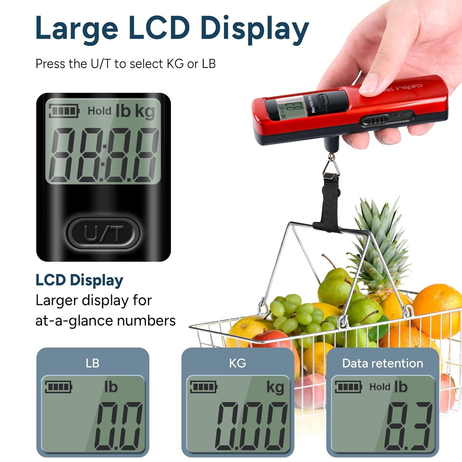 imagetravel inspira Luggage Scale BatteryFree Travel Essentials Portable Handheld Digital Suitcase Weight Scale for for Travel Accessories 110lbs50kg Dark BlueRed