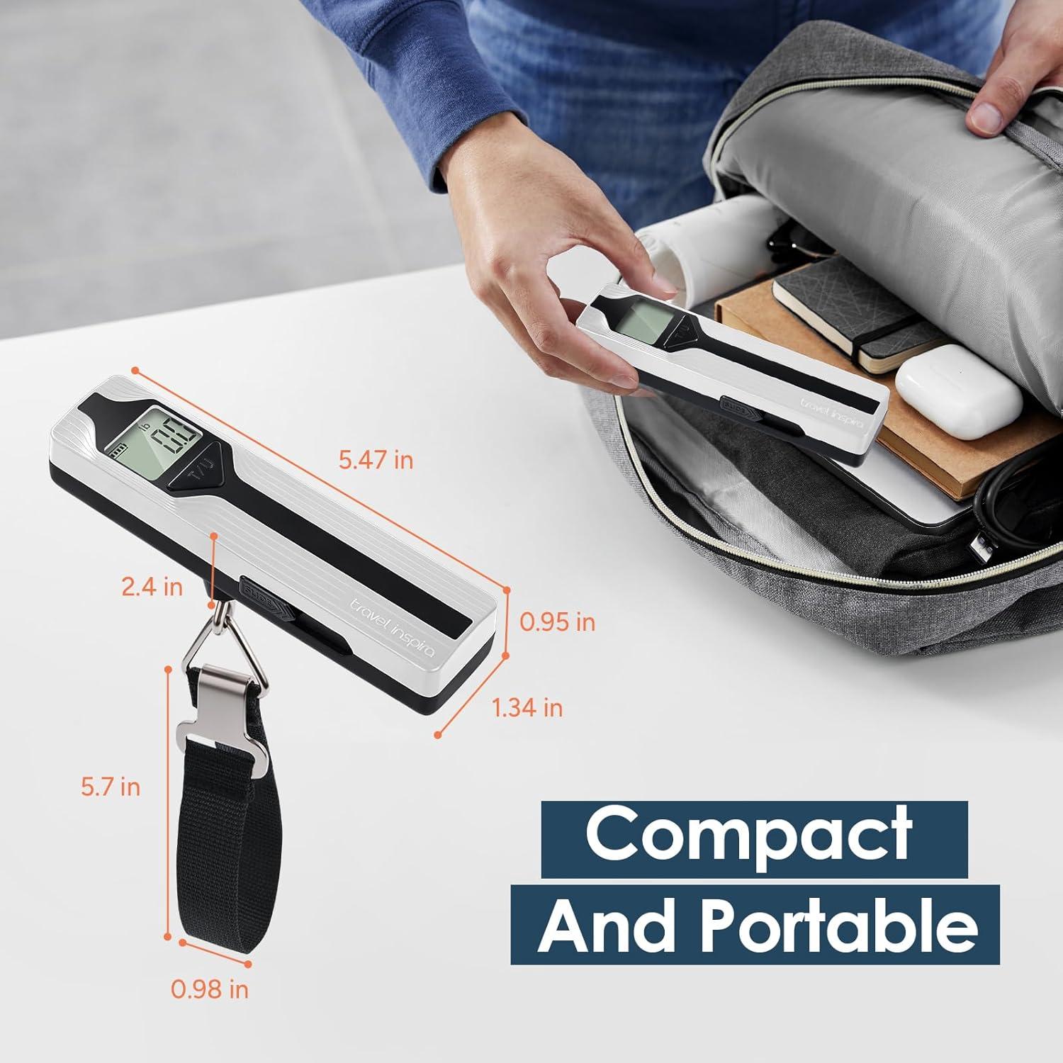 imagetravel inspira Luggage Scale BatteryFree Travel Essentials Portable Handheld Digital Suitcase Weight Scale for for Travel Accessories 110lbs50kg Dark BlueWhiteLarge Handle