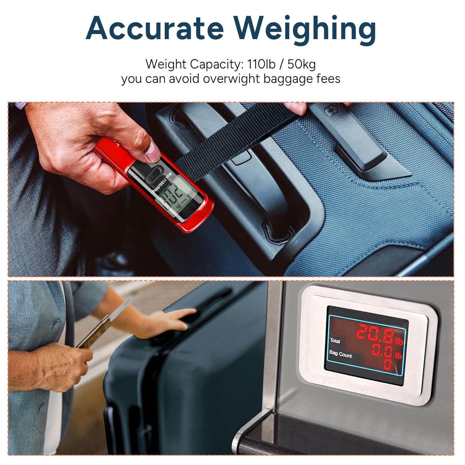 imagetravel inspira Luggage Scale BatteryFree Travel Essentials Portable Handheld Digital Suitcase Weight Scale for for Travel Accessories 110lbs50kg Dark BlueRed