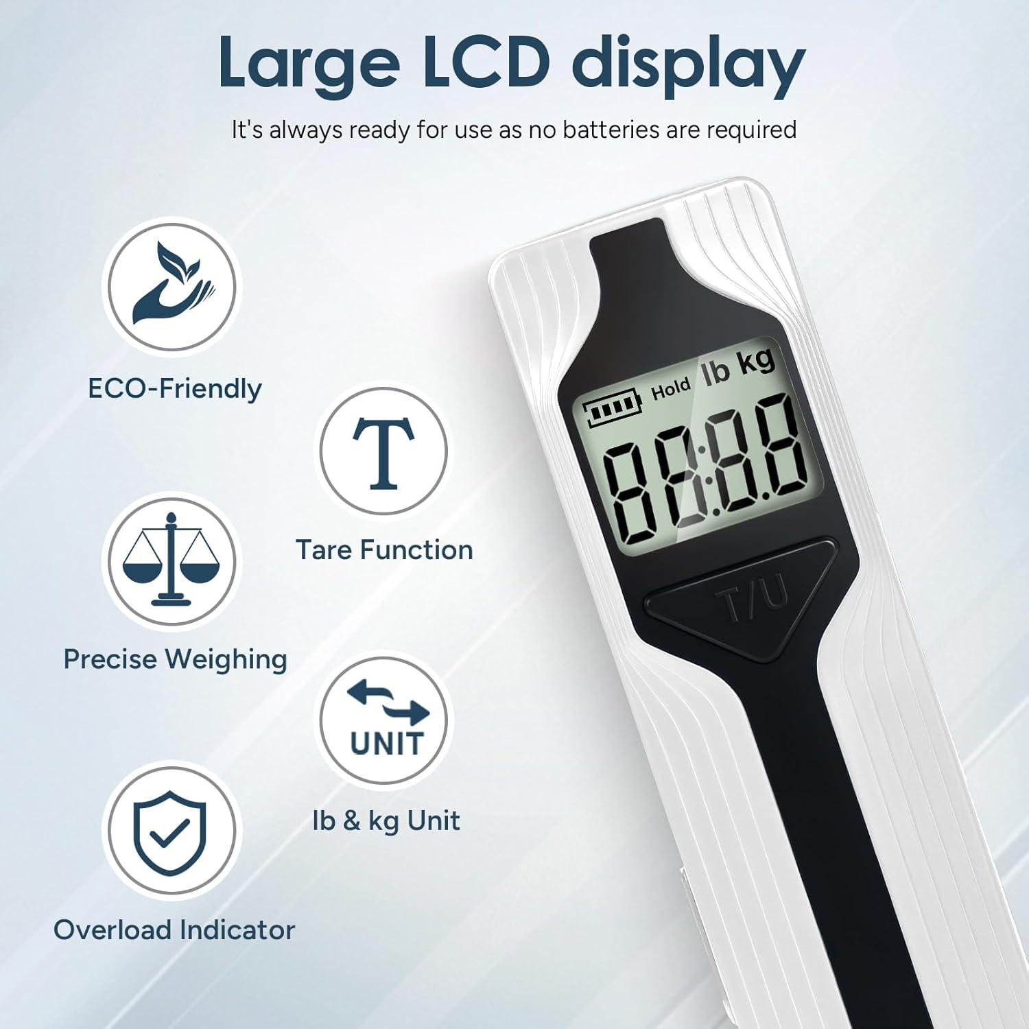 imagetravel inspira Luggage Scale BatteryFree Travel Essentials Portable Handheld Digital Suitcase Weight Scale for for Travel Accessories 110lbs50kg Dark BlueWhiteLarge Handle