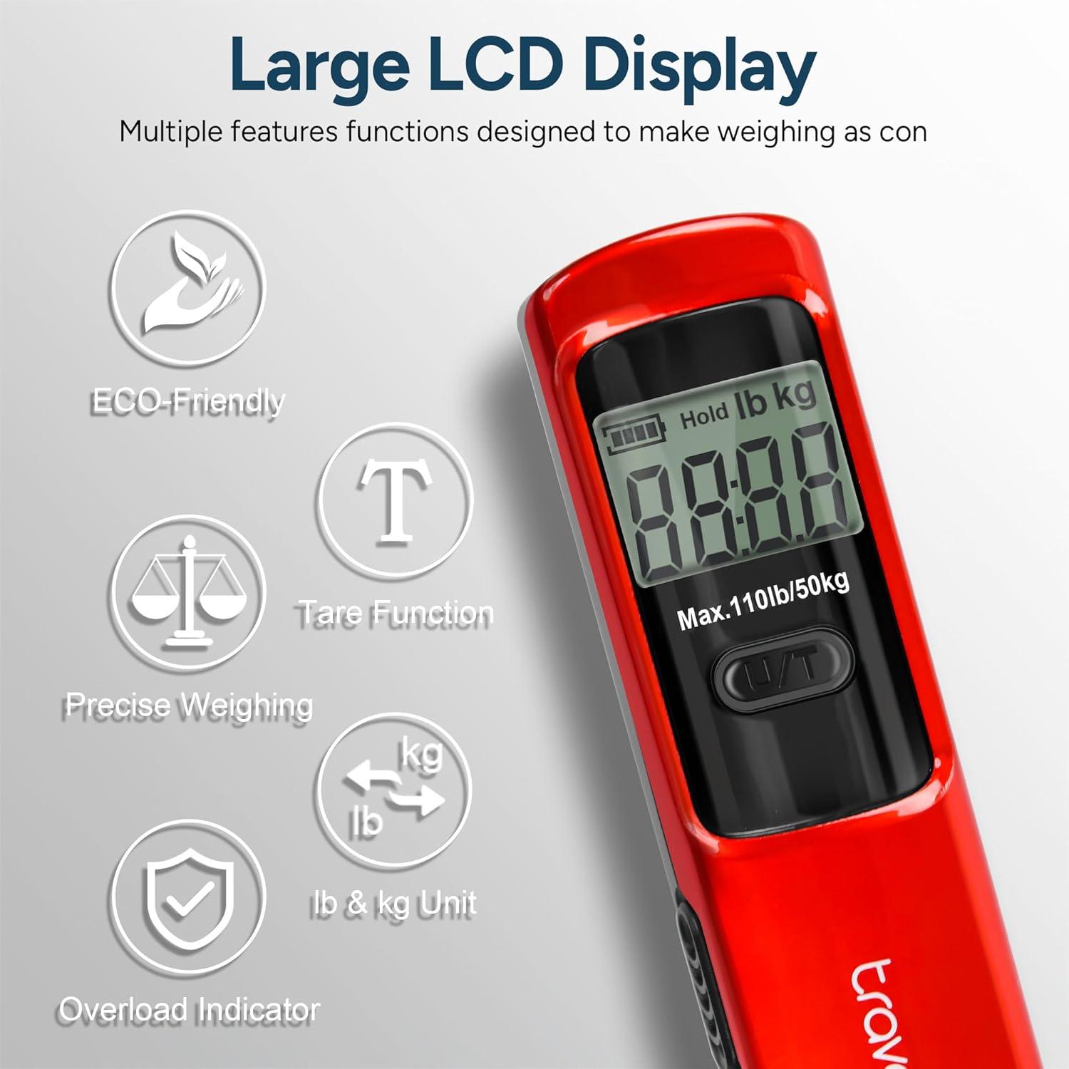 imagetravel inspira Luggage Scale BatteryFree Travel Essentials Portable Handheld Digital Suitcase Weight Scale for for Travel Accessories 110lbs50kg Dark BlueRed