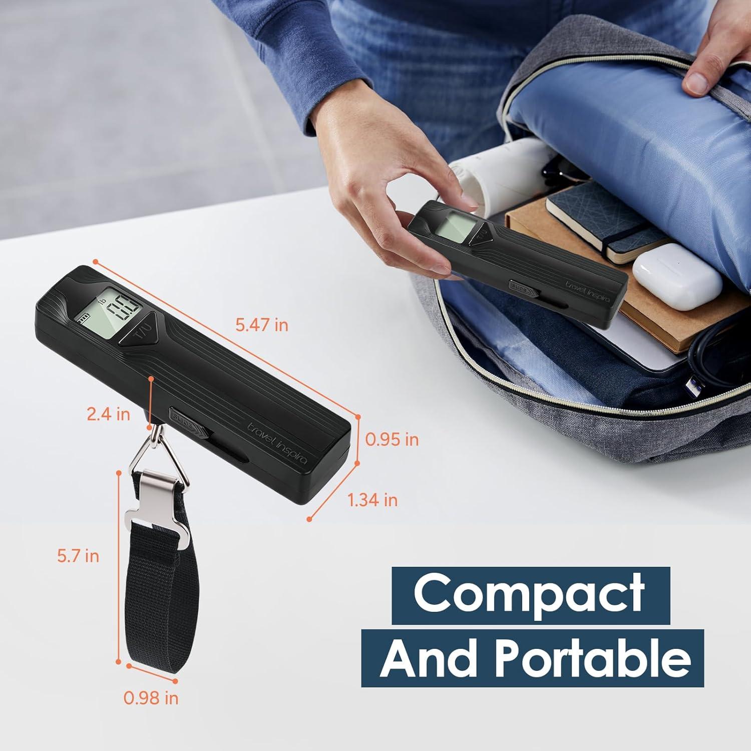 imagetravel inspira Luggage Scale BatteryFree Travel Essentials Portable Handheld Digital Suitcase Weight Scale for for Travel Accessories 110lbs50kg Dark BlueBlackLarge Handle