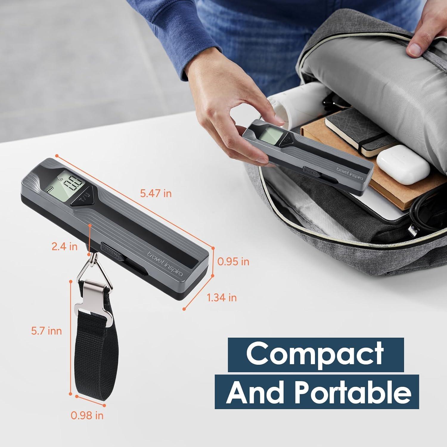 imagetravel inspira Luggage Scale BatteryFree Travel Essentials Portable Handheld Digital Suitcase Weight Scale for for Travel Accessories 110lbs50kg Dark BlueGreyLarge Handle