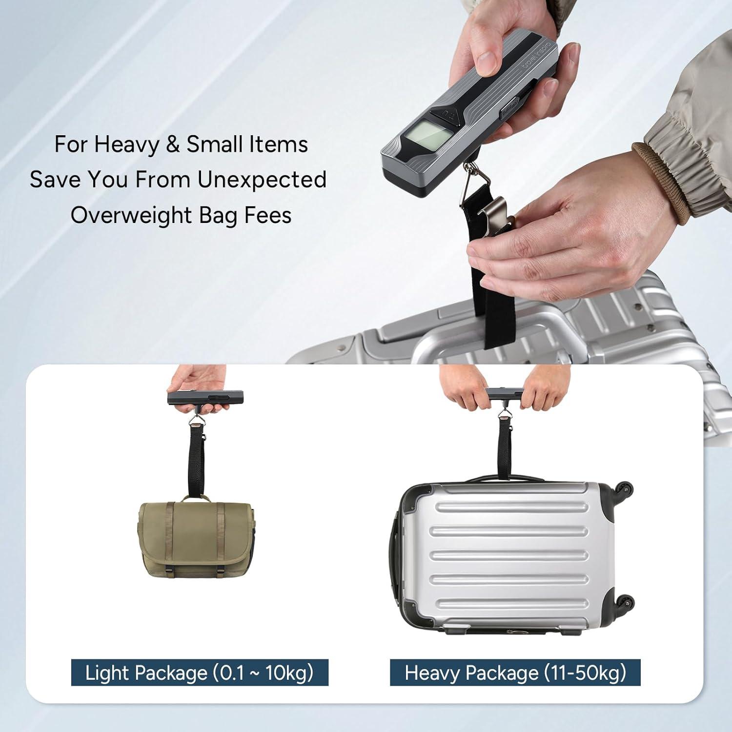 imagetravel inspira Luggage Scale BatteryFree Travel Essentials Portable Handheld Digital Suitcase Weight Scale for for Travel Accessories 110lbs50kg Dark BlueGreyLarge Handle