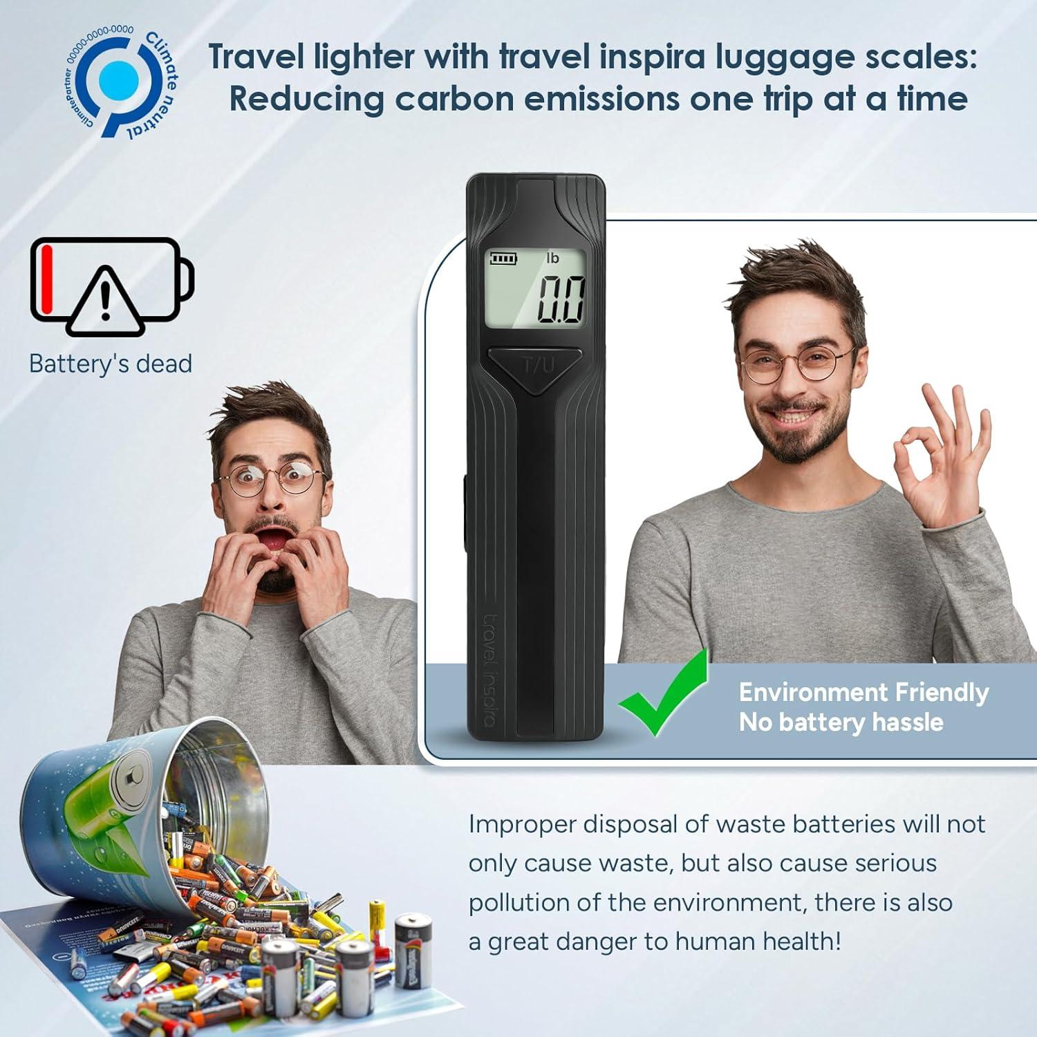 imagetravel inspira Luggage Scale BatteryFree Travel Essentials Portable Handheld Digital Suitcase Weight Scale for for Travel Accessories 110lbs50kg Dark BlueBlackLarge Handle