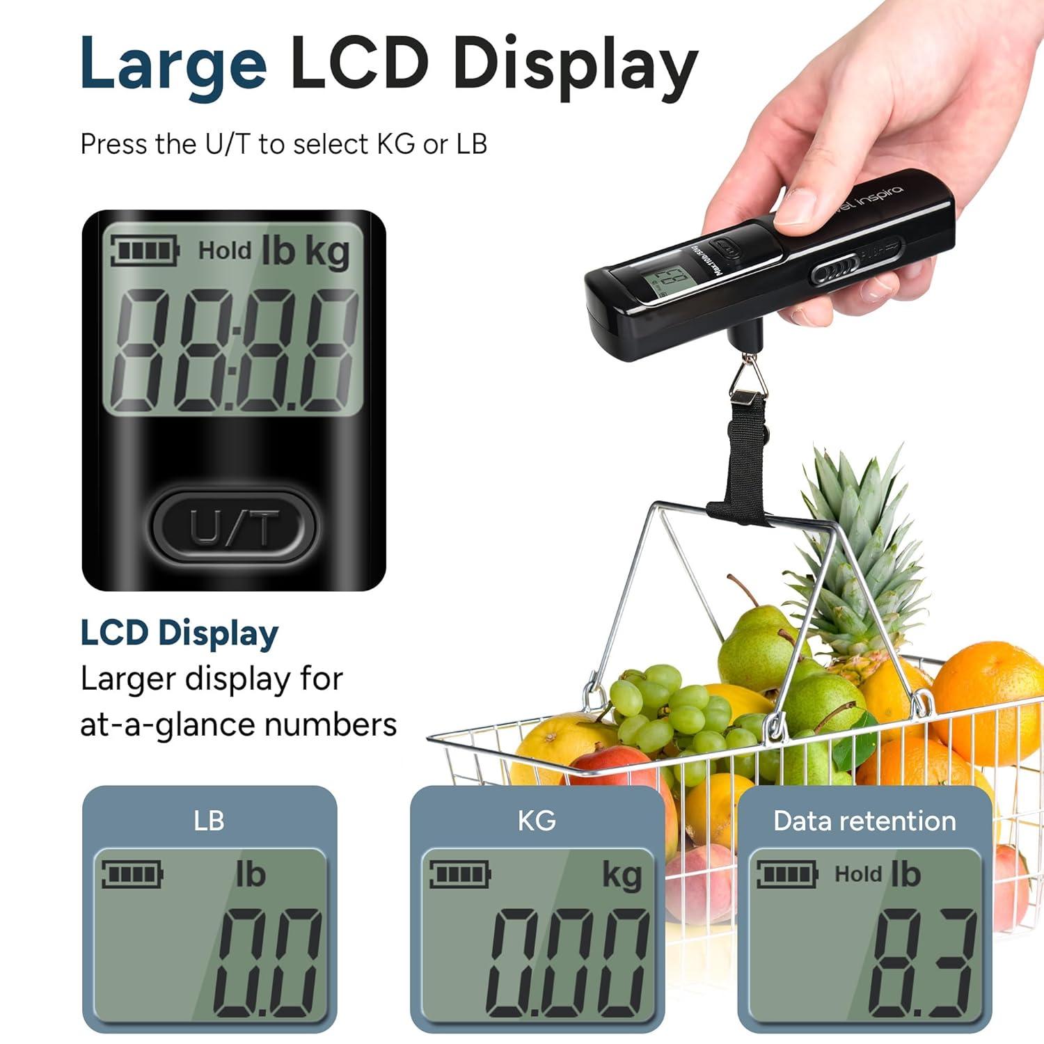 imagetravel inspira Luggage Scale BatteryFree Travel Essentials Portable Handheld Digital Suitcase Weight Scale for for Travel Accessories 110lbs50kg Dark BlueBlack