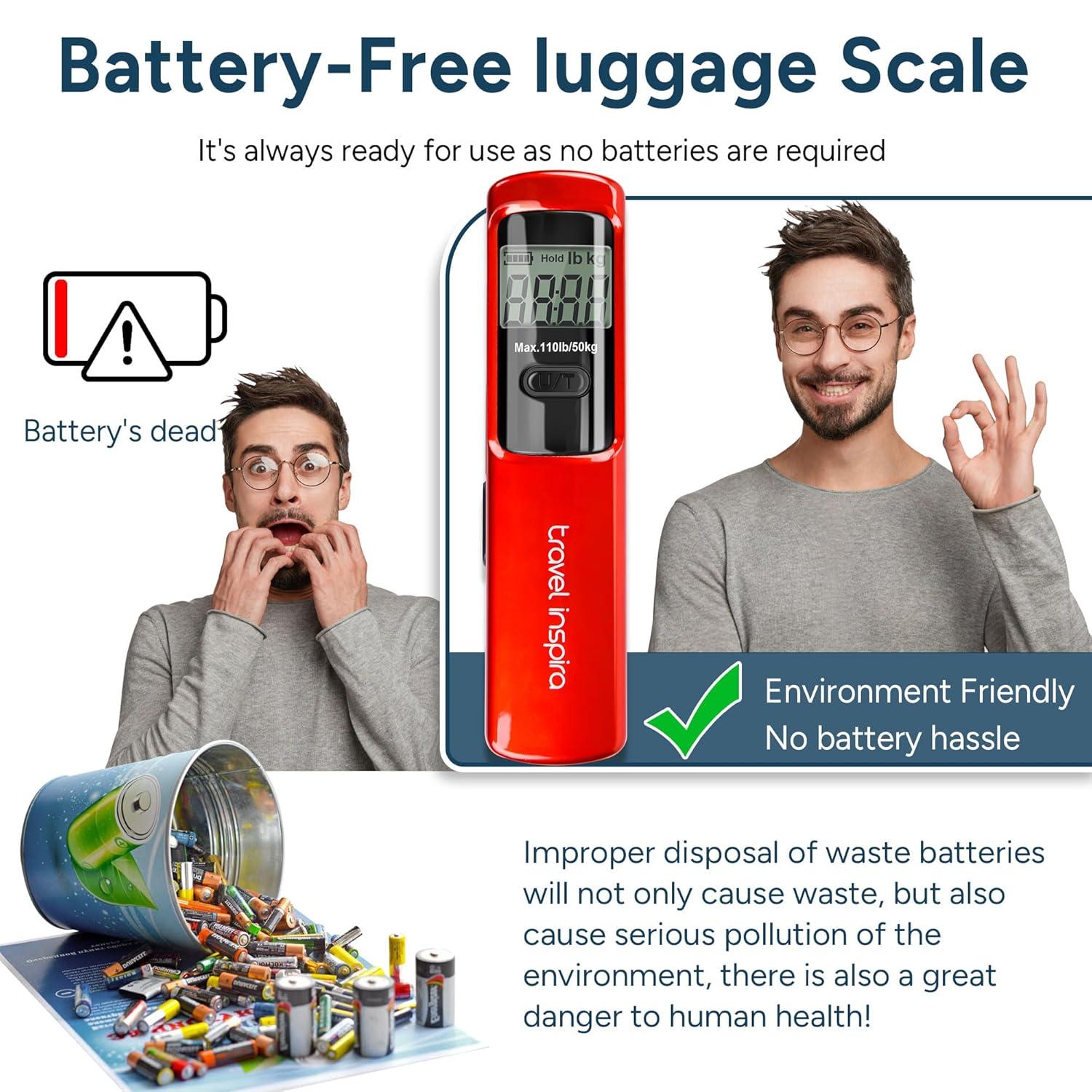imagetravel inspira Luggage Scale BatteryFree Travel Essentials Portable Handheld Digital Suitcase Weight Scale for for Travel Accessories 110lbs50kg Dark BlueRed