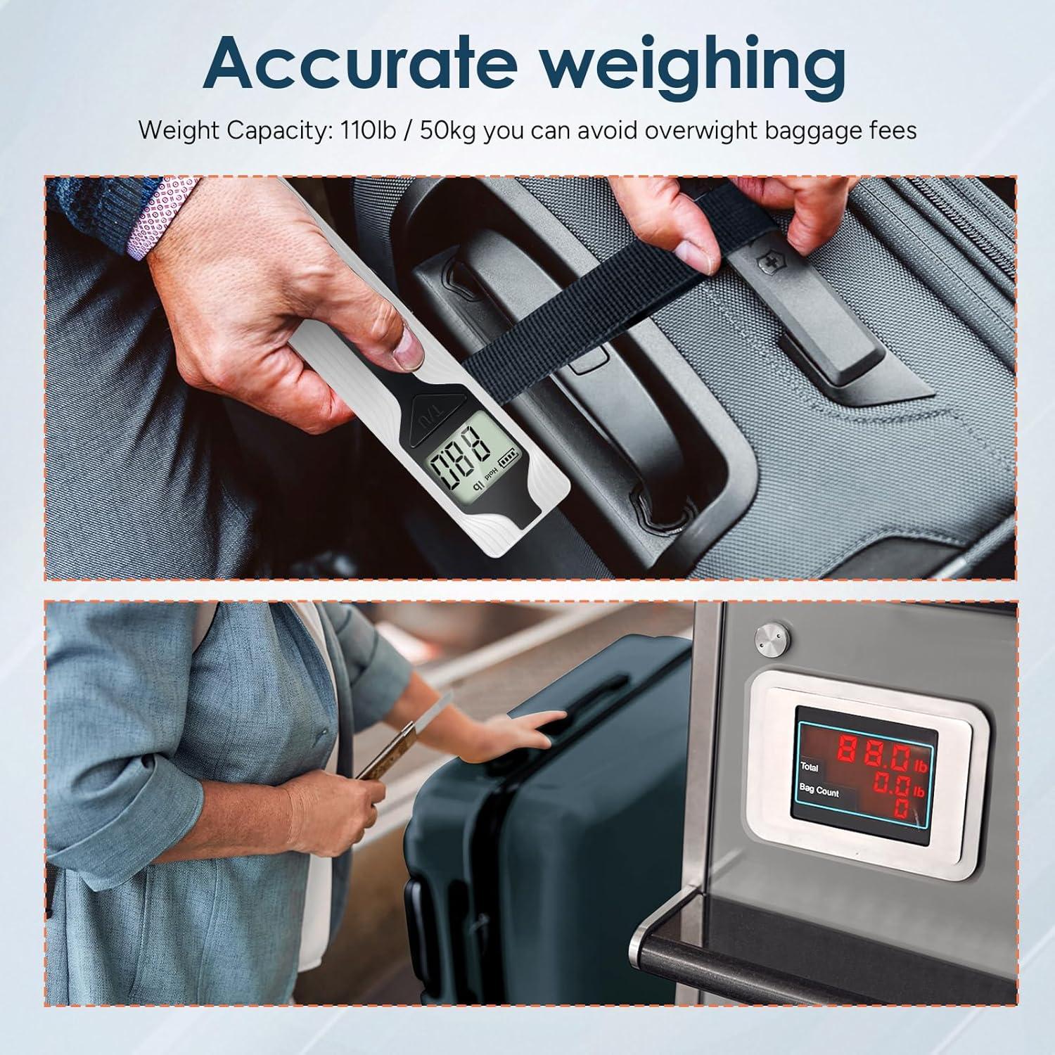 imagetravel inspira Luggage Scale BatteryFree Travel Essentials Portable Handheld Digital Suitcase Weight Scale for for Travel Accessories 110lbs50kg Dark BlueWhiteLarge Handle