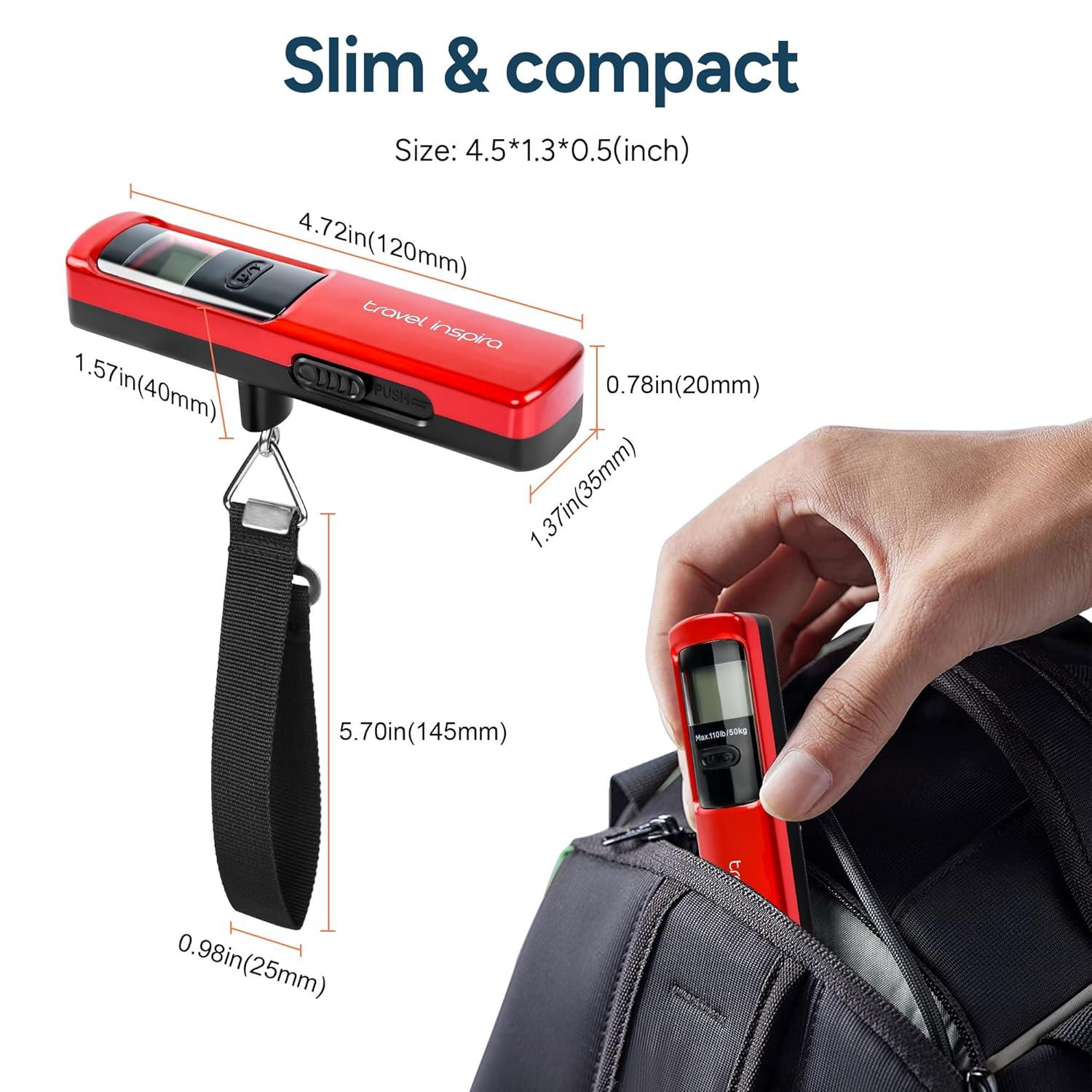 imagetravel inspira Luggage Scale BatteryFree Travel Essentials Portable Handheld Digital Suitcase Weight Scale for for Travel Accessories 110lbs50kg Dark BlueRed