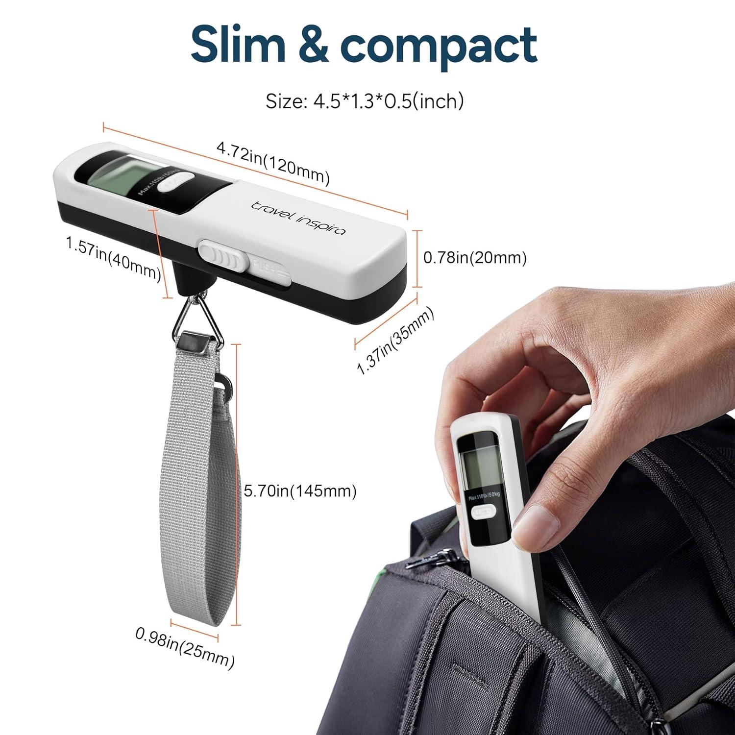 imagetravel inspira Luggage Scale BatteryFree Travel Essentials Portable Handheld Digital Suitcase Weight Scale for for Travel Accessories 110lbs50kg Dark BlueWhite