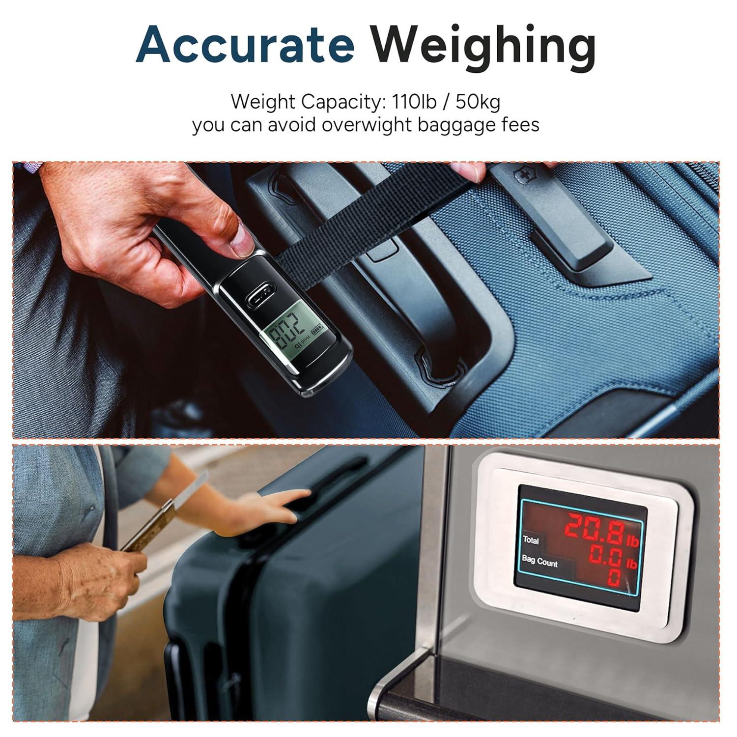 imagetravel inspira Luggage Scale BatteryFree Travel Essentials Portable Handheld Digital Suitcase Weight Scale for for Travel Accessories 110lbs50kg Dark BlueBlack