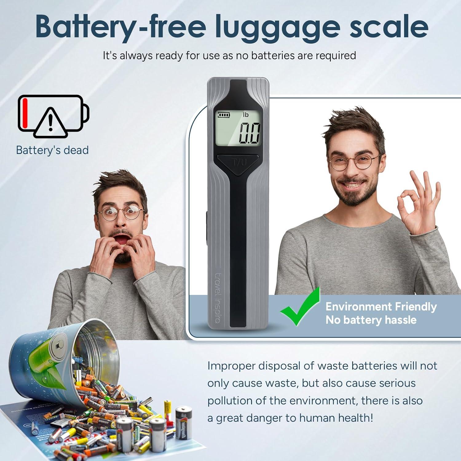 imagetravel inspira Luggage Scale BatteryFree Travel Essentials Portable Handheld Digital Suitcase Weight Scale for for Travel Accessories 110lbs50kg Dark BlueGreyLarge Handle