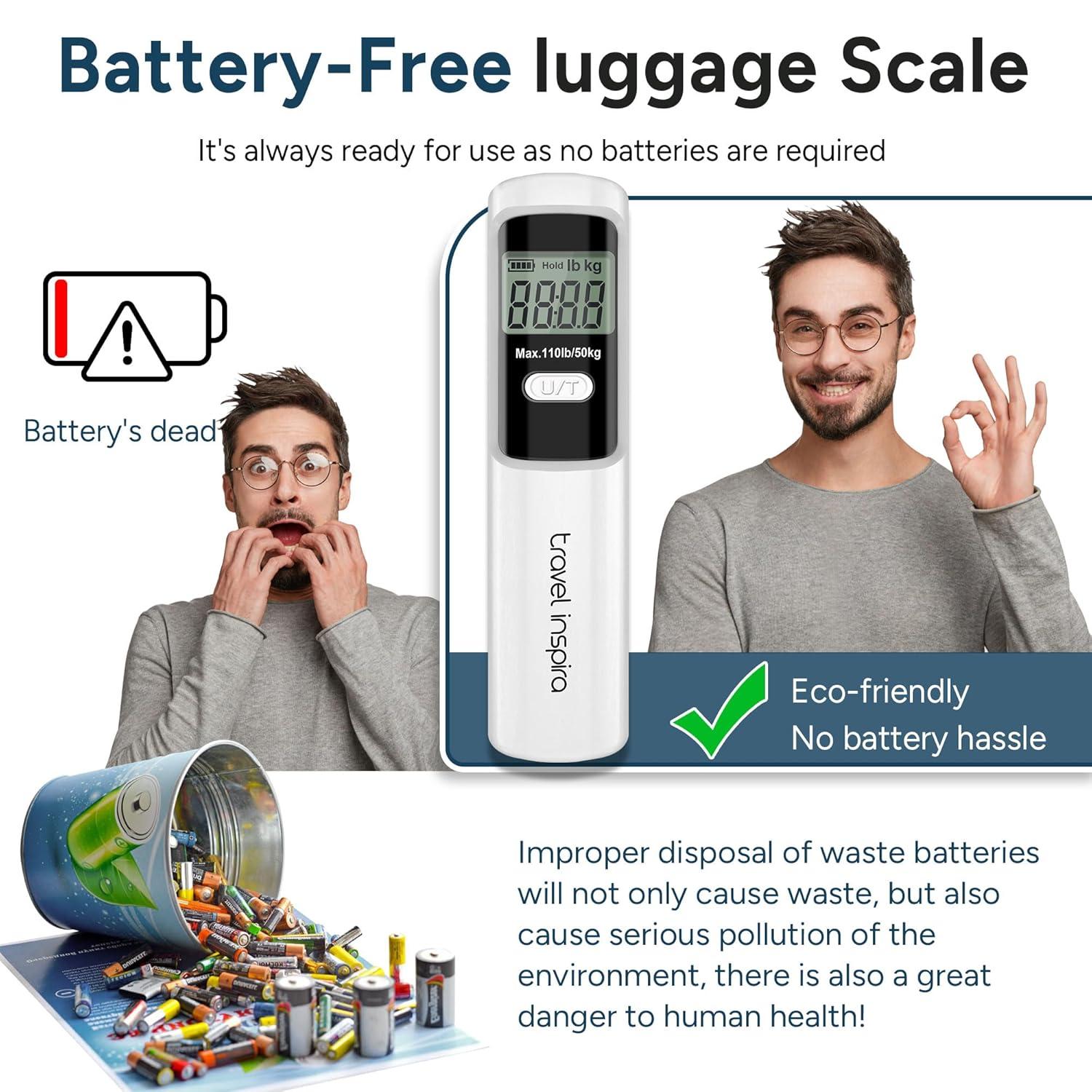 imagetravel inspira Luggage Scale BatteryFree Travel Essentials Portable Handheld Digital Suitcase Weight Scale for for Travel Accessories 110lbs50kg Dark BlueWhite