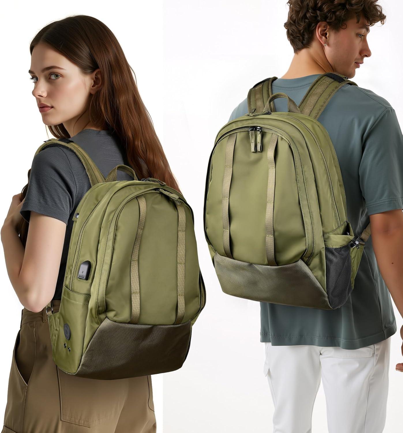 imagetravel inspira Travel Laptop Backpack Business Anti Theft Sturdy Work Bag with USB Charging Port Airline Approved College Computer Bag Gift for Men ampamp Women Fits 16 Inch Notebook Green