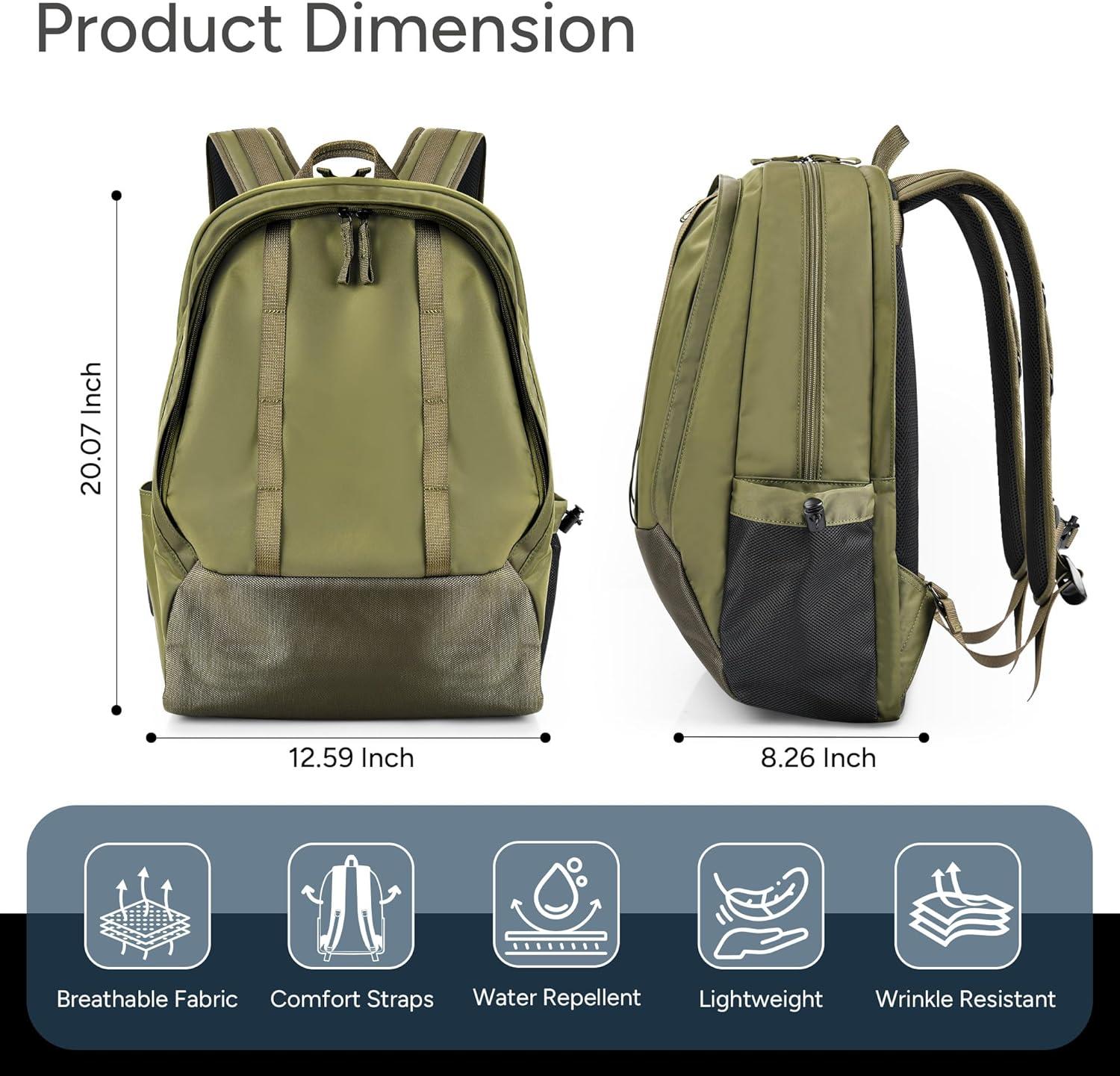 imagetravel inspira Travel Laptop Backpack Business Anti Theft Sturdy Work Bag with USB Charging Port Airline Approved College Computer Bag Gift for Men ampamp Women Fits 16 Inch Notebook Green