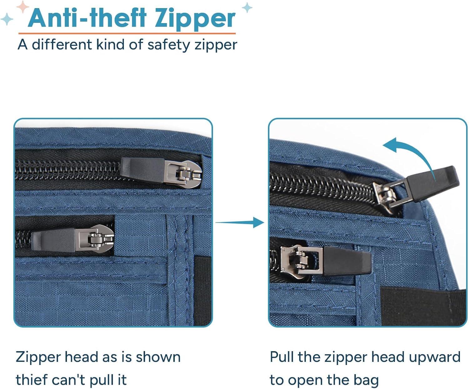 imagetravel inspira Travel Money Belt with Slim AntiTheft RFID Blocking Passport Holder for Travel Concealed under Clothes for Ultimate Protection of Credit Cards Cash Passport ampamp Documents BeigeNavy Blue