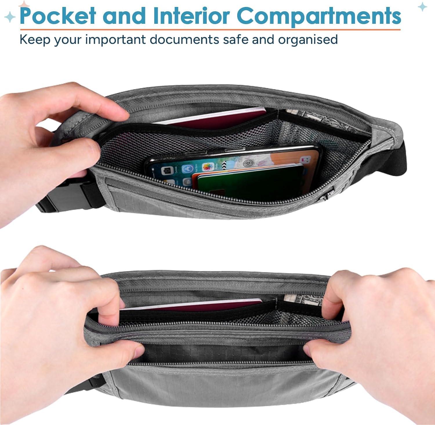 imagetravel inspira Travel Money Belt with Slim AntiTheft RFID Blocking Passport Holder for Travel Concealed under Clothes for Ultimate Protection of Credit Cards Cash Passport ampamp Documents BlackGrey