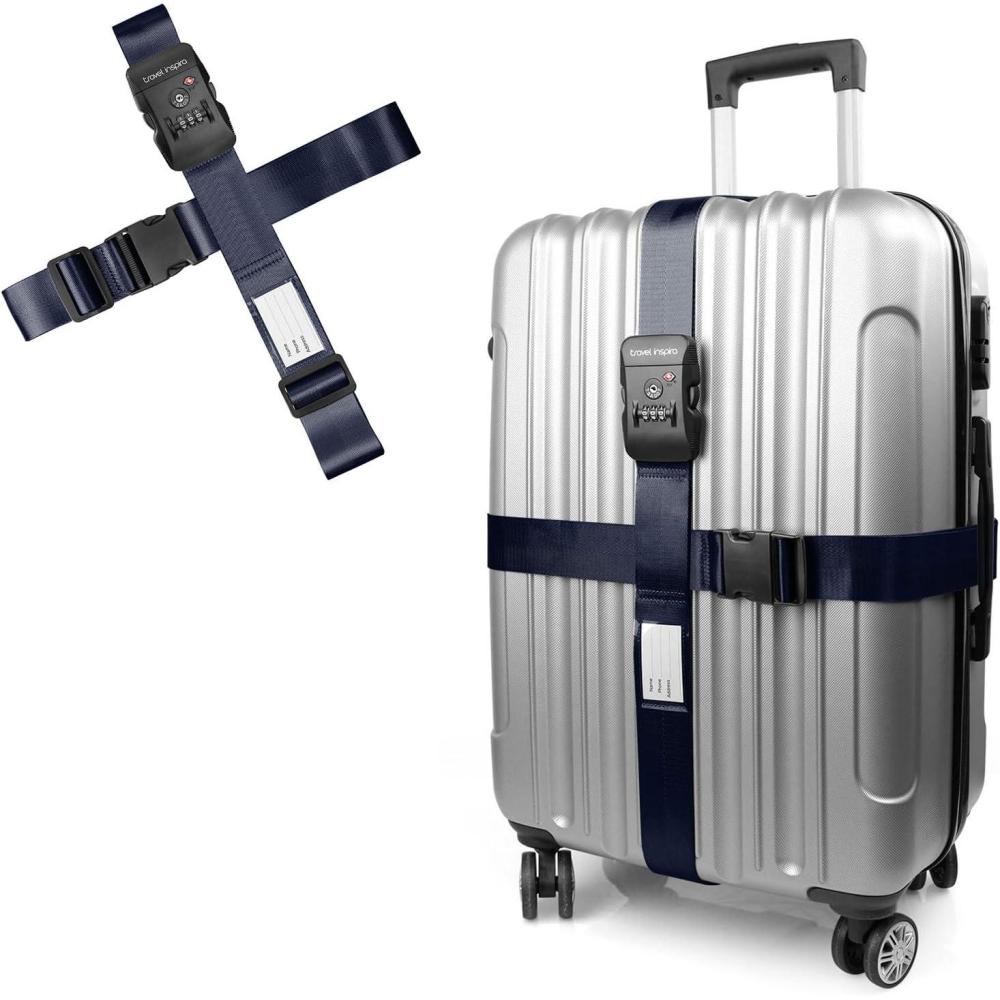 imageTravel Inspira Luggage Straps for Suitcases Travel Belt for Luggage TSA Approved Luggage Straps Suitcase Straps 3Dial Combination Locks Adjustable Suitcase Belt QuickRelease Buckle Orangenavy blue