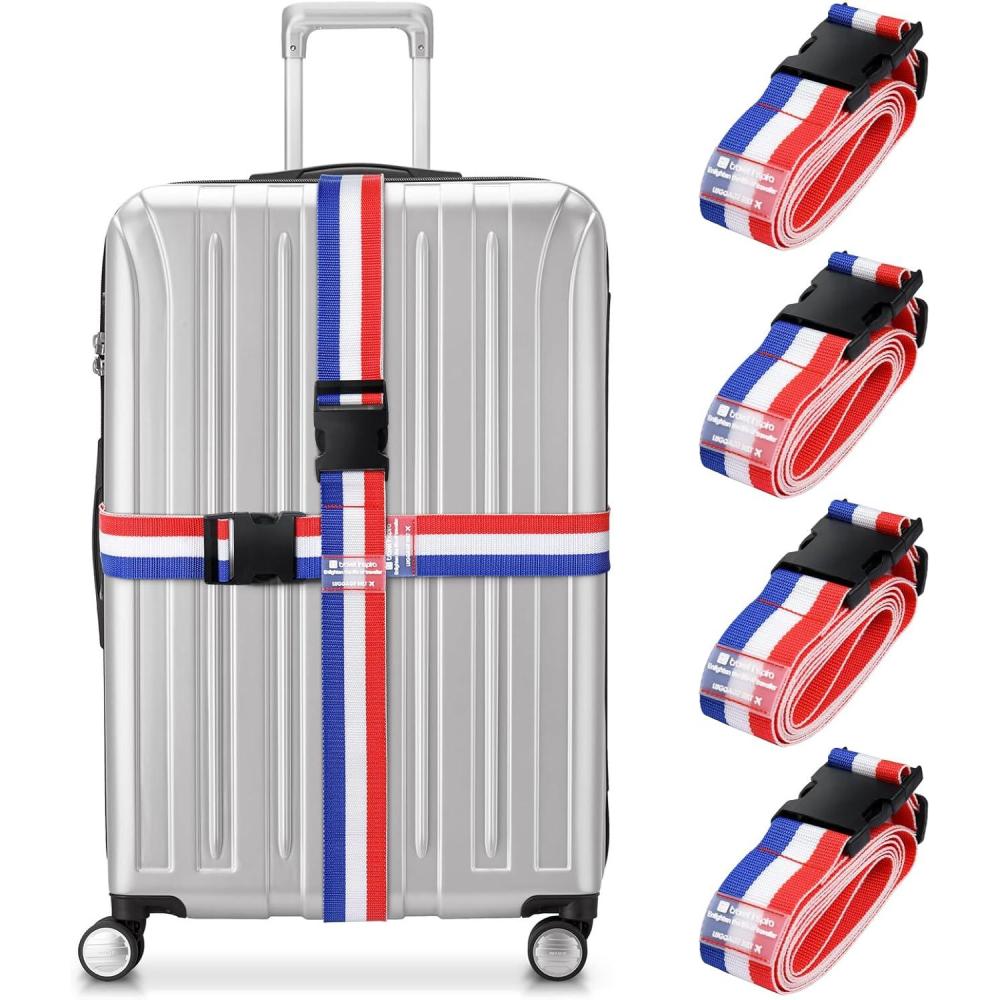 imageTravel Inspira Luggage Straps for Suitcases with TSA Lock Protect Your Luggage AntiBurst High Visibility Color Easy to Identify Luggage Adjustable Heavy Duty Belt for 2032 Inch SuitcasesRed White Blue