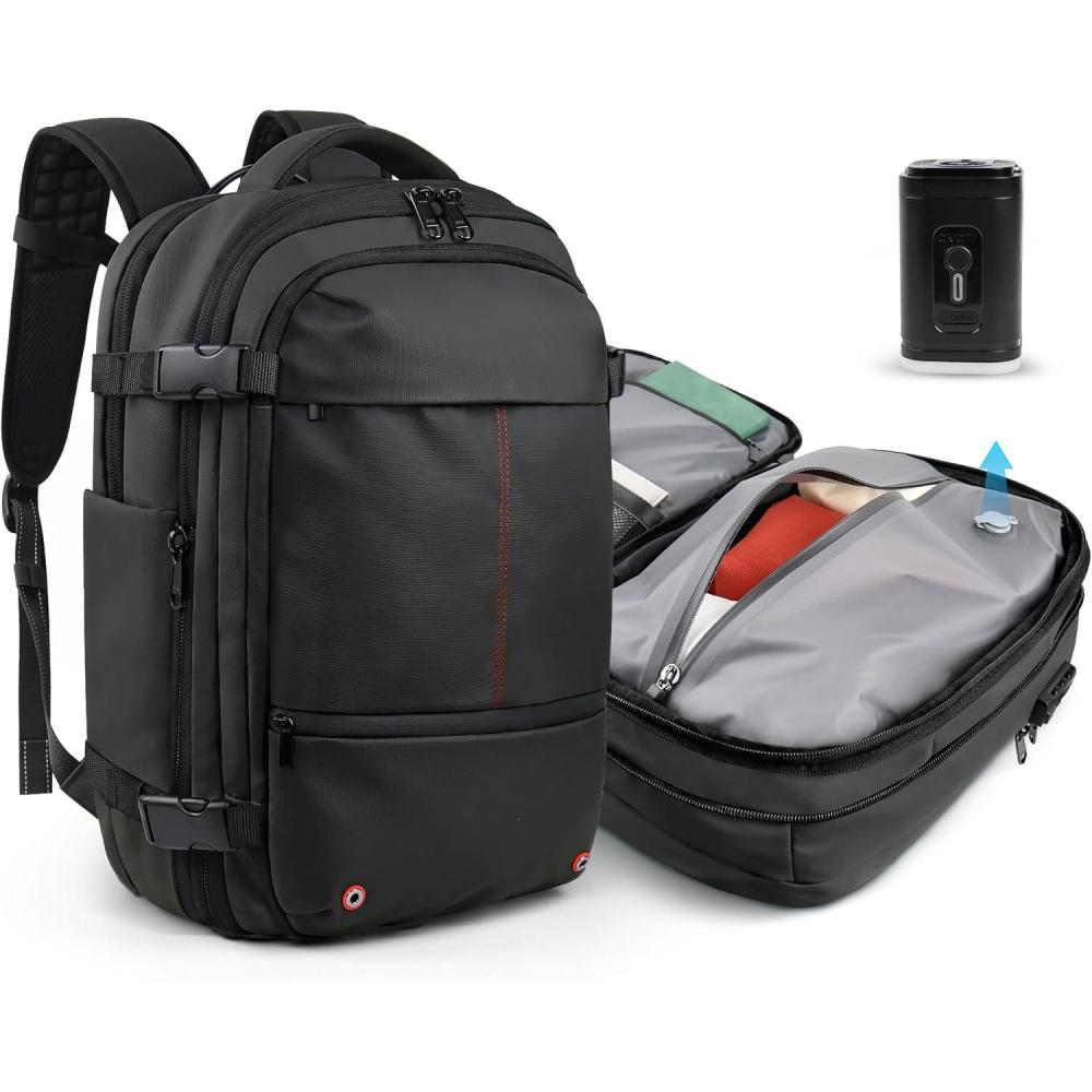 imagetravel inspira Backpack for Travel 60L Expandable Vacuum Backpack with Electric Vacuum Pump WaterResistant ampamp TSA AntiTheft for Airplane Vacuum Seal Compression AirSeal Bag for Travel