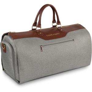 imageConvertible Garment Bag 2in1 Carry On Garment Duffle Weekender 45L with Extended Shoe Compartment Waterproof Nylon Hanging Hook for Travel Business Men Army GreenPU Grey