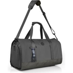 imageConvertible Garment Bag 2in1 Carry On Garment Duffle Weekender 45L with Extended Shoe Compartment Waterproof Nylon Hanging Hook for Travel Business Men Army GreenGrey