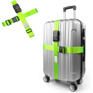 imageTravel Inspira Luggage Straps for Suitcases Travel Belt for Luggage TSA Approved Luggage Straps Suitcase Straps 3Dial Combination Locks Adjustable Suitcase Belt QuickRelease Buckle Orangegreen