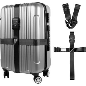 imageTravel Inspira Luggage Straps for Suitcases with TSA Lock Protect Your Luggage AntiBurst High Visibility Color Easy to Identify Luggage Adjustable Heavy Duty Belt for 2032 Inch SuitcasesCross Black