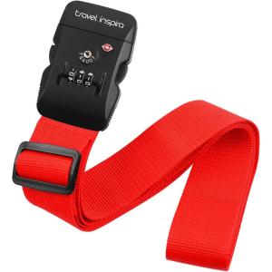 imageTravel Inspira Luggage Straps for Suitcases with TSA Lock Protect Your Luggage AntiBurst High Visibility Color Easy to Identify Luggage Adjustable Heavy Duty Belt for 2032 Inch SuitcasesRed