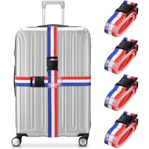 imageTravel Inspira Luggage Straps for Suitcases with TSA Lock Protect Your Luggage AntiBurst High Visibility Color Easy to Identify Luggage Adjustable Heavy Duty Belt for 2032 Inch SuitcasesRed White Blue