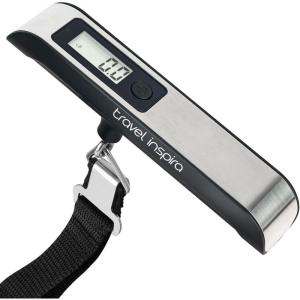 imagetravel inspira Luggage Scale Portable Digital Hanging Baggage Scale for Travel Suitcase Weight Scale with Rubber Paint 110 Pounds Battery IncludedBlack Stainless steel