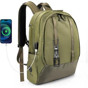imagetravel inspira Travel Laptop Backpack Business Anti Theft Sturdy Work Bag with USB Charging Port Airline Approved College Computer Bag Gift for Men ampamp Women Fits 16 Inch Notebook Green