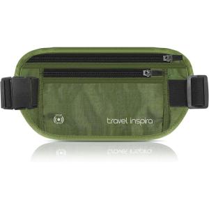 imagetravel inspira Travel Money Belt with Slim AntiTheft RFID Blocking Passport Holder for Travel Concealed under Clothes for Ultimate Protection of Credit Cards Cash Passport ampamp Documents BeigeGreen