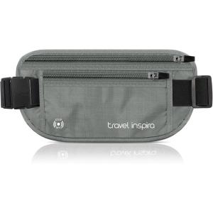 imagetravel inspira Travel Money Belt with Slim AntiTheft RFID Blocking Passport Holder for Travel Concealed under Clothes for Ultimate Protection of Credit Cards Cash Passport ampamp Documents BlackGrey