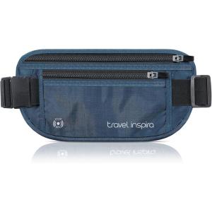 imagetravel inspira Travel Money Belt with Slim AntiTheft RFID Blocking Passport Holder for Travel Concealed under Clothes for Ultimate Protection of Credit Cards Cash Passport ampamp Documents BlackNavy Blue