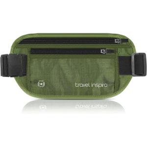 imagetravel inspira Travel Money Belt with Slim AntiTheft RFID Blocking Passport Holder for Travel Concealed under Clothes for Ultimate Protection of Credit Cards Cash Passport ampamp Documents BlackGreen