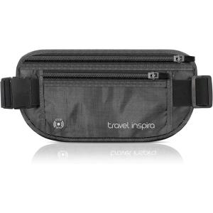 imagetravel inspira Travel Money Belt with Slim AntiTheft RFID Blocking Passport Holder for Travel Concealed under Clothes for Ultimate Protection of Credit Cards Cash Passport ampamp Documents BlackBlack