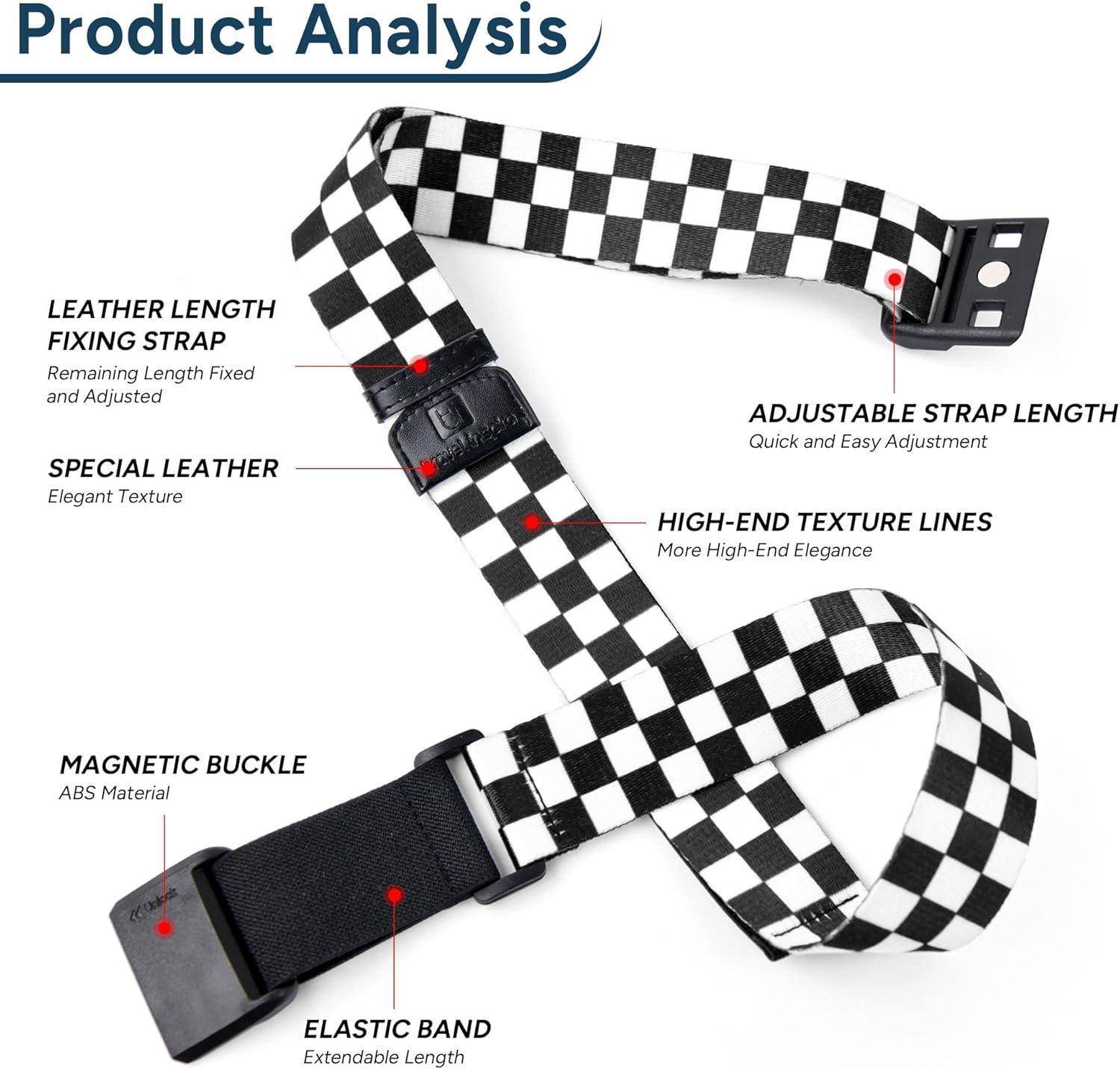 imageTravel Inspira Magnetic QuickRelease Travel Belt for Luggage Strap  HandsFree Lightens Load Secures Multiple Bags Adjustable ampamp Lightweight for Effortless TravelBlack and white checkerboard