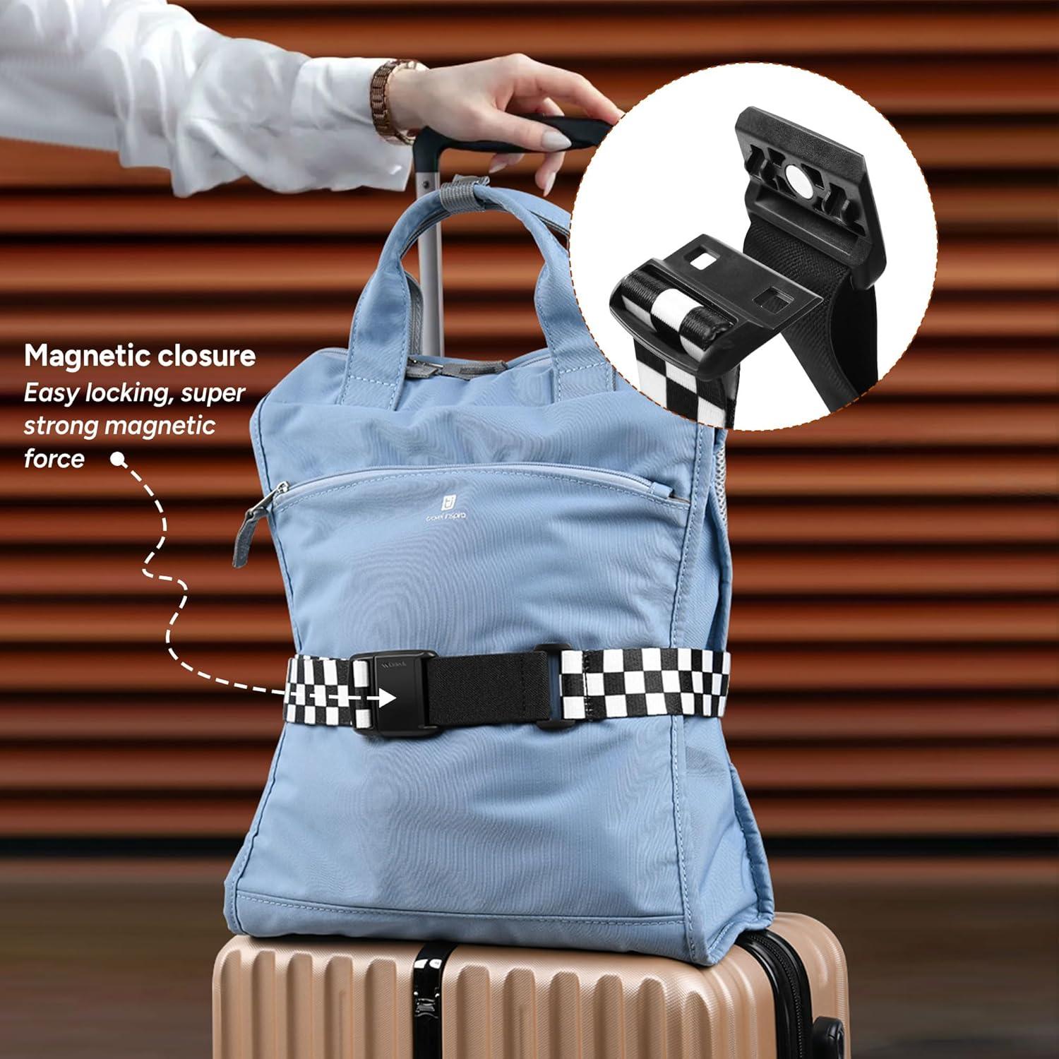 imageTravel Inspira Magnetic QuickRelease Travel Belt for Luggage Strap  HandsFree Lightens Load Secures Multiple Bags Adjustable ampamp Lightweight for Effortless TravelBlack and white checkerboard