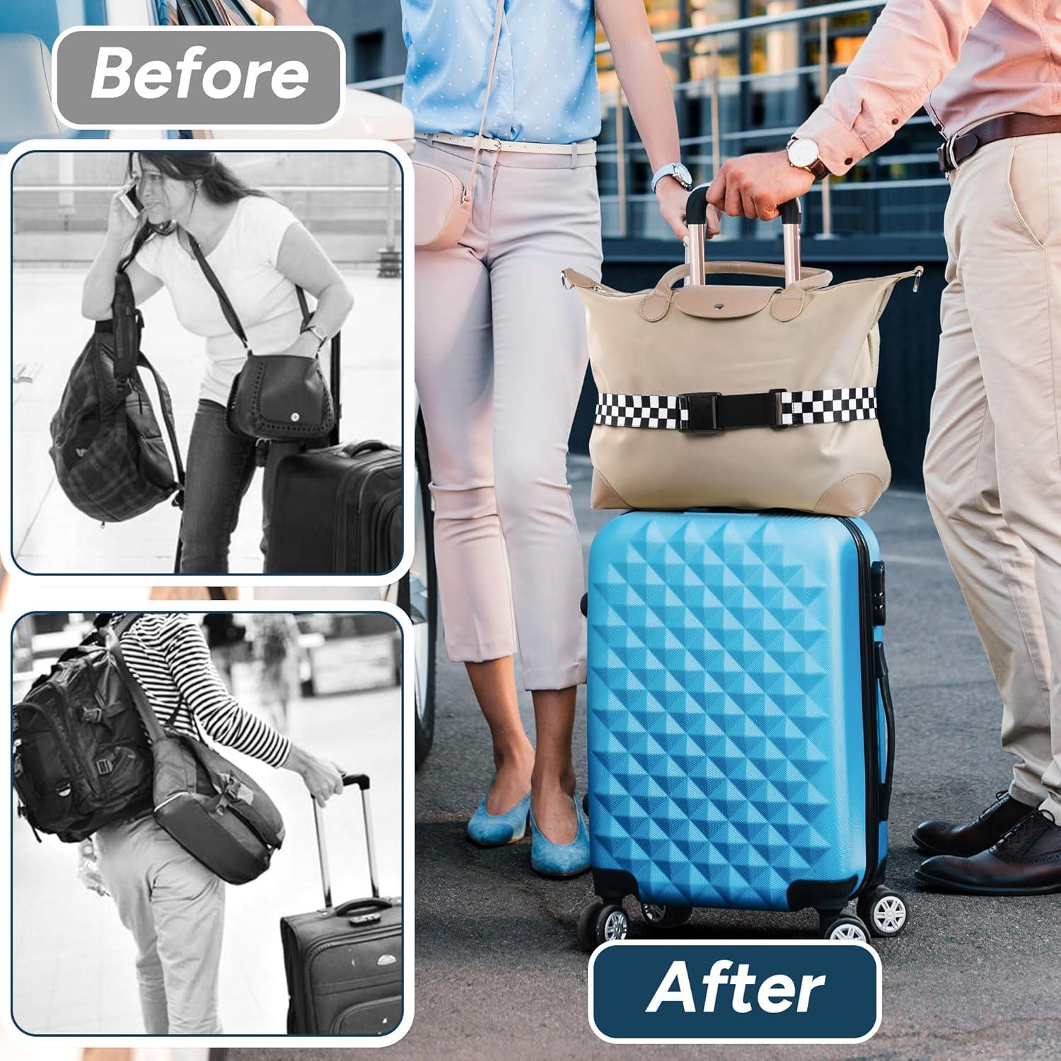 imageTravel Inspira Magnetic QuickRelease Travel Belt for Luggage Strap  HandsFree Lightens Load Secures Multiple Bags Adjustable ampamp Lightweight for Effortless TravelBlack and white checkerboard